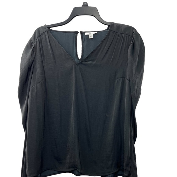 NWT Bar III Puff Shoulder Long Sleeve Black Shirt L - Picture 2 of 4